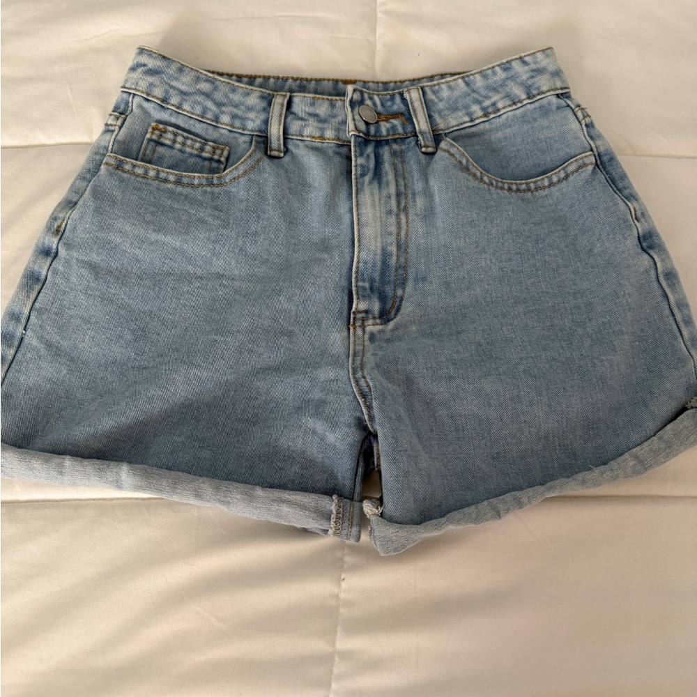 Light Blue Denim High-Waist Women's Shorts